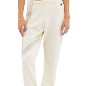Aviator Nation Cream and White Track Pants